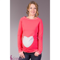 Těhotenská tričko/halenka SRDCE – Korál
