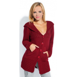 Kardigan s kapucí Fobya F128 - Bordó