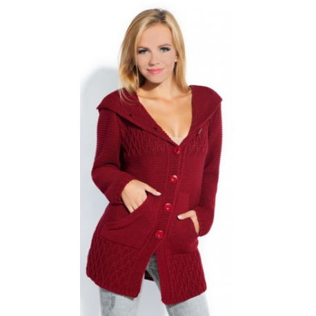 Kardigan s kapucí Fobya F128 - Bordó