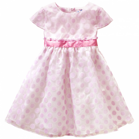 Dívčí šaty s růžovými puntíky a se spodničkou