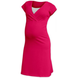 Těhotenská a kojící noční košile EVA, KR - Sytě růžová