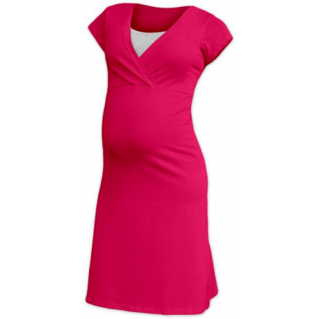 Těhotenská a kojící noční košile EVA, KR - Sytě růžová