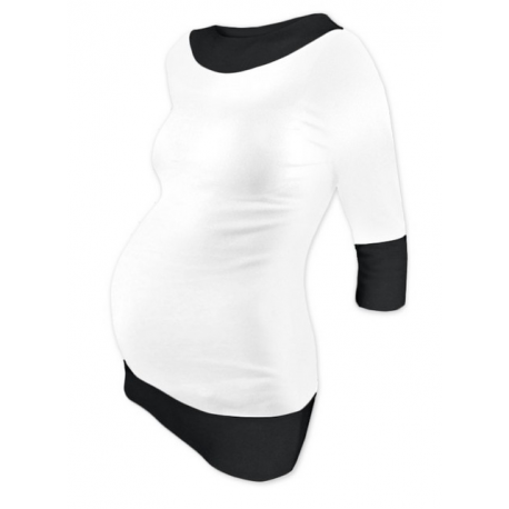 Těhotenská tunika DUO 3/4 rukáv – Bílá/Černá