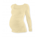 Těhotenské tričko JOHANKA, dlouhý rukáv - CAFFE LATTE