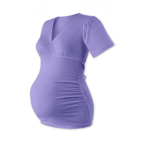 Těhotenská tunika krátký rukáv, výstřih “V”, na zavazování ZUZANA - ŠEŘÍKOVÁ
