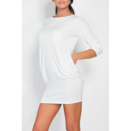 Těhotenské šaty/kimono s kapsami - Krémová