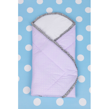 Zavinovačka BLANCA s výztuží - fialový puntík modrý volánek