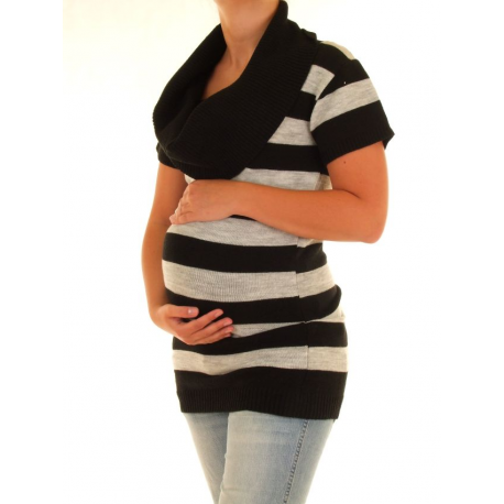 Roláková tunika/svetřík s krátkým rukávem PROUŽEK