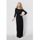 Elegantní dlouhé dámské šaty, dlouhý rukáv - Černá