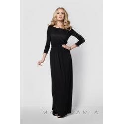 Elegantní dlouhé dámské šaty, dlouhý rukáv - Černá