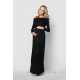 Elegantní dlouhé dámské šaty, dlouhý rukáv - Černá
