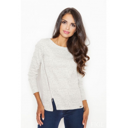 Svetr s lurexem a ozdobným zipem Figl M402 - ECRU