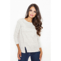 Svetr s lurexem a ozdobným zipem Figl M402 - ECRU