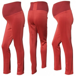 Těhotenské kalhoty - bavlněný úplet - Cihlově červená