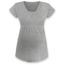 ANIČKA Kojící a těhotenská tunika do A , krátký rukáv - Šedý melír