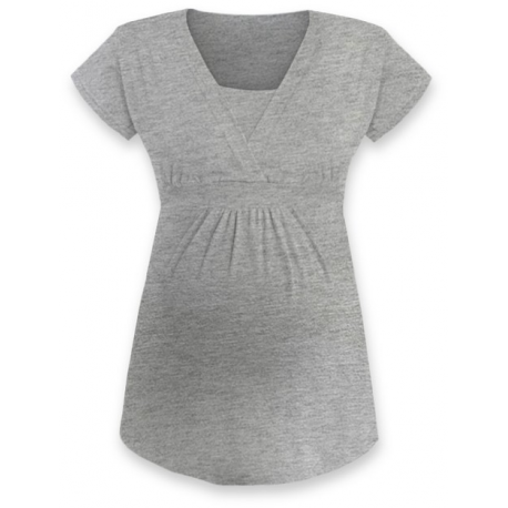 ANIČKA Kojící a těhotenská tunika do A , krátký rukáv - Šedý melír