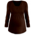 Jožánek ANIČKA Kojící a těhotenská tunika do A , dlouhý rukáv - Čokoládová