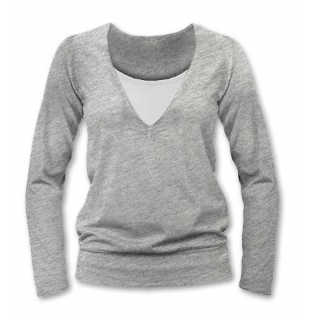 KOJÍCÍ TRIČKO KARLA, dlouhý rukáv - Šedý melír