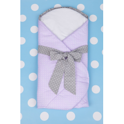 Zavinovačka BLANCA s výztuží a mašlí - fialový puntík šedá mašle