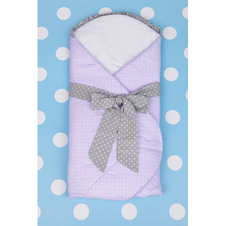 Zavinovačka BLANCA s výztuží a mašlí - fialový puntík šedá mašle