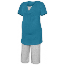 Pyžamo pro těhotné a kojící matky KR - Tmavý tyrkys