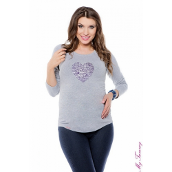 Těhotenské tričko „I Love You“ , DR (P213) - Šedá