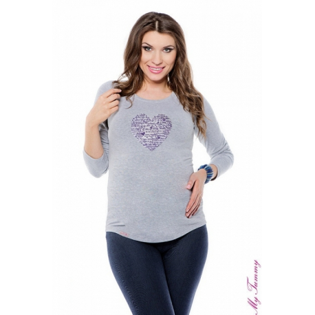 Těhotenské tričko „I Love You“ , DR (P213) - Šedá