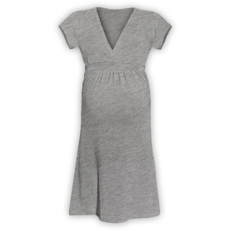 Těhotenské šaty ŠARLOTA , KR - Šedý melír