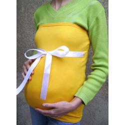 Těhotenský pás/top se stuhou - Žlutá