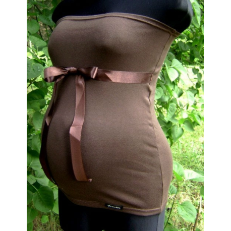 Těhotenský pás/top se stuhou - Hnědá
