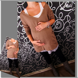 Svetr oversize s kapsami Máma - Kakao