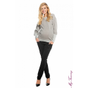My Tummy Těhotenská mikina Naomi – Šedá/Stříbrná