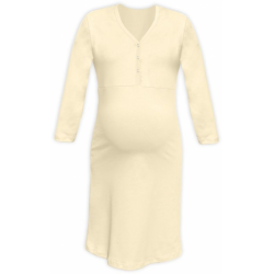 Těhotenská a kojící noční košile s výstřihem na cvočky, 3/4 rukáv - Caffé Latté