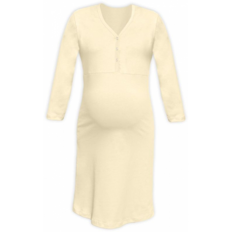 Těhotenská a kojící noční košile s výstřihem na cvočky, 3/4 rukáv - Caffé Latté