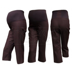 Těhotenské 3/4 kalhoty LEN - hnědé