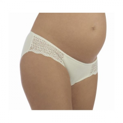 Nízké těhotenské kalhotky Premium s krajkou - béžová