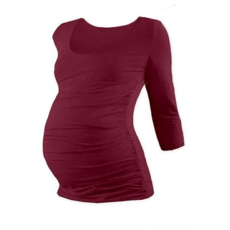 Těhotenské tričko JOHANKA, 3/4 rukáv - Bordo