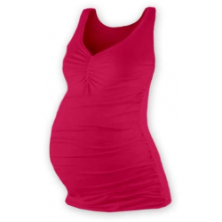 Těhotenské tílko TATIANA s řaseným V výstřihem – Sytě růžová