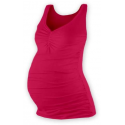 Těhotenské tílko TATIANA s řaseným V výstřihem – Sytě růžová