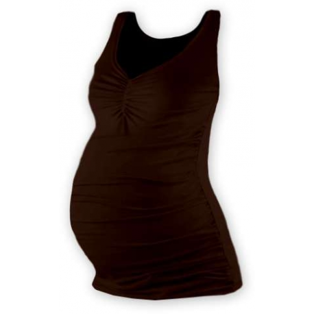 Těhotenské tílko TATIANA s řaseným V výstřihem – Čoko hnědá