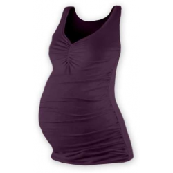 Těhotenské tílko TATIANA s řaseným V výstřihem – Švestková