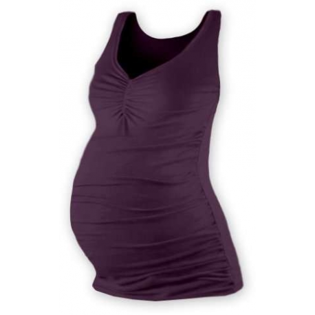 Těhotenské tílko TATIANA s řaseným V výstřihem – Švestková