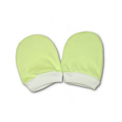 Novorozenecké rukavičky - zelené s bílým lemem